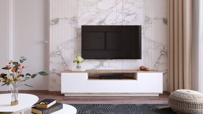 Hanah Home Soporte de TV Fr7-Aw Pino Atlántico y Blanco